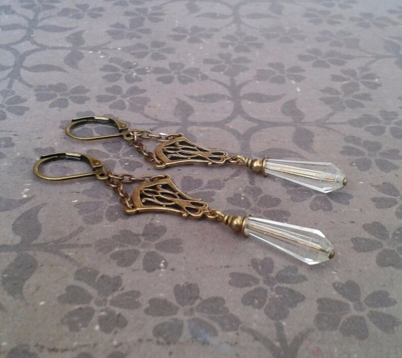 KRISTALLPRINZESSIN earrings vintage antique glass romantic nostalgic bronze antique antique brass romantic wedding vintage style earrings