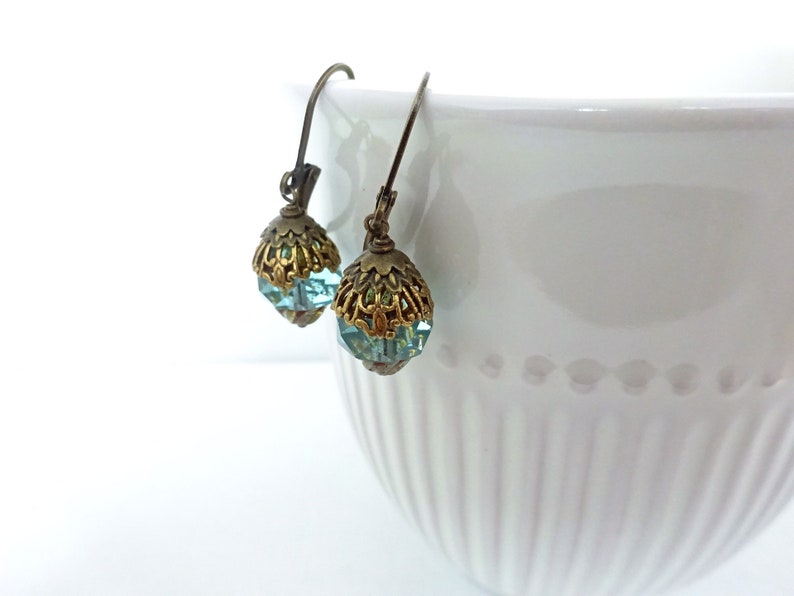 Earrings vintage romantic nostalgic retro bronze brass antique antique brass romantic vintage style earrings EMILJA