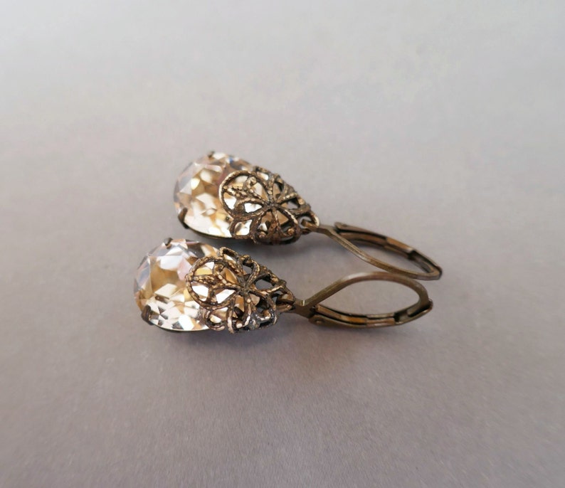 Earrings vintage romantic nostalgic bronze brass antique romantic antique vintage style earrings DESERT PRINCESS