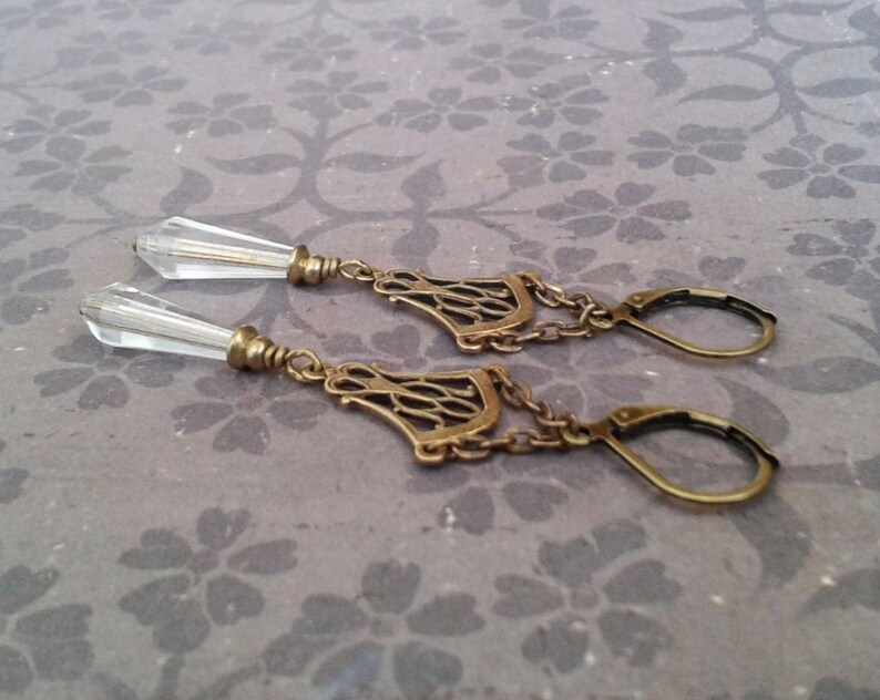 KRISTALLPRINZESSIN earrings vintage antique glass romantic nostalgic bronze antique antique brass romantic wedding vintage style earrings