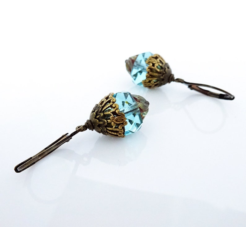 Earrings vintage romantic nostalgic retro bronze brass antique antique brass romantic vintage style earrings EMILJA
