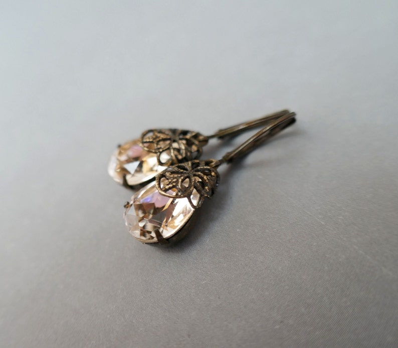 Earrings vintage romantic nostalgic bronze brass antique romantic antique vintage style earrings DESERT PRINCESS