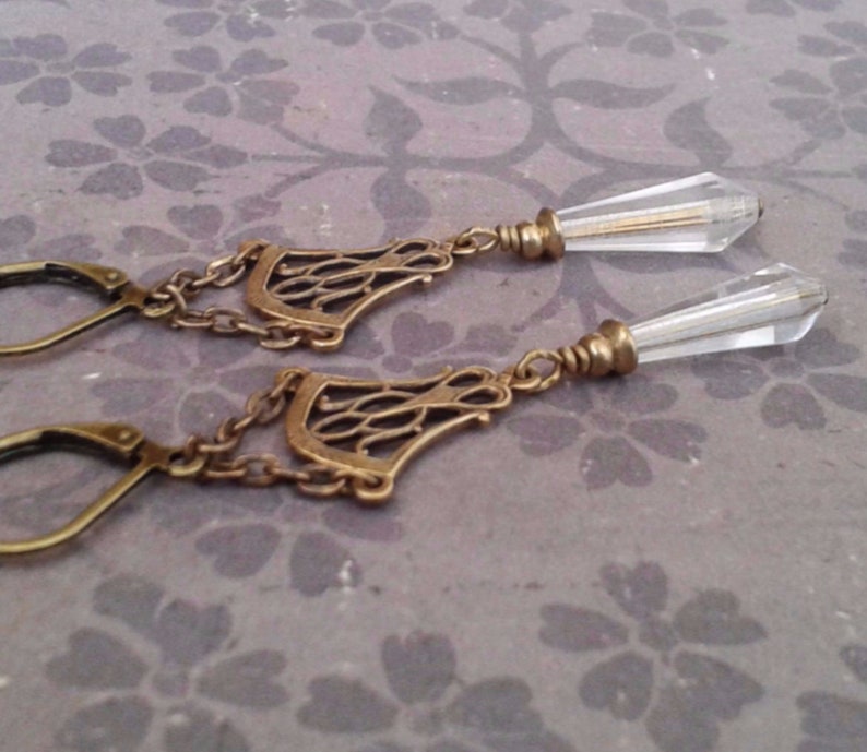 KRISTALLPRINZESSIN earrings vintage antique glass romantic nostalgic bronze antique antique brass romantic wedding vintage style earrings