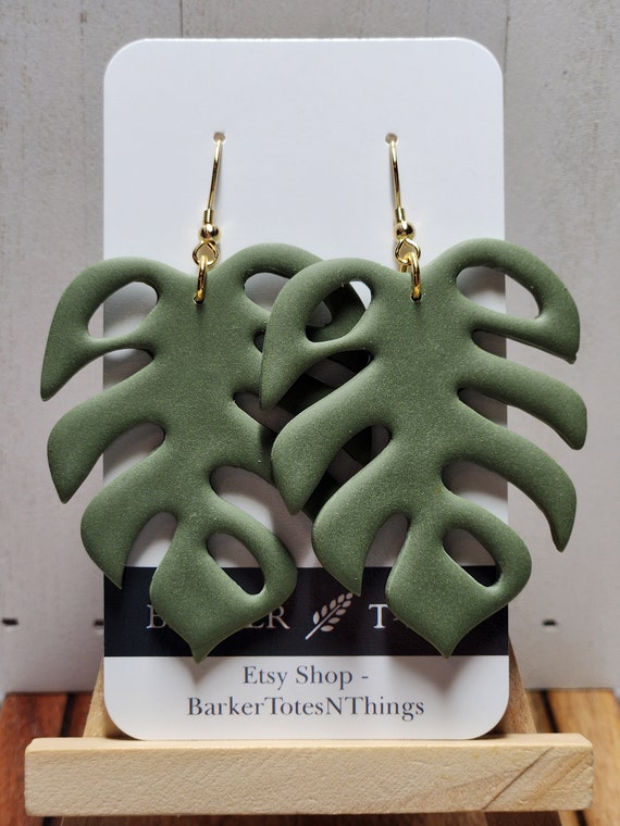 Etsy monstera shop earrings