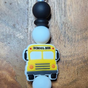 School Bus Silicone Beaded Keychain - Bus Driver Gift