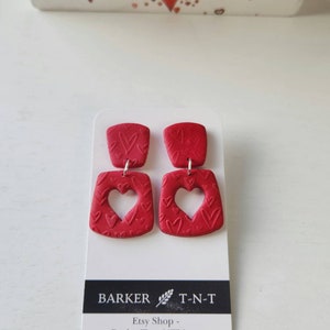 Valentines Heart cutout polymer clay earrings