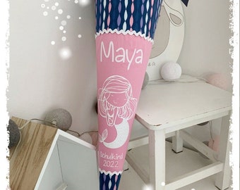 Schultüte Zuckertüte mit Namen Maya Mermaid Step Schulkind  70 cm