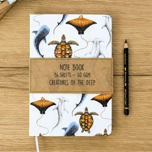 Sea Life Notebook, Travel Journal, Marine Life Gift, Ocean Lover Gift, Whale Shark Gift, Sea Turtle Gift, Shark, Ray Gift, Animal Notebook