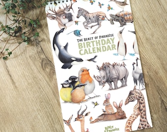 Kalender, Födelsedagskalender, Djurkalender, Evighetskalender, Present till vän, Återvunnen kalender, Miljövänlig, Present