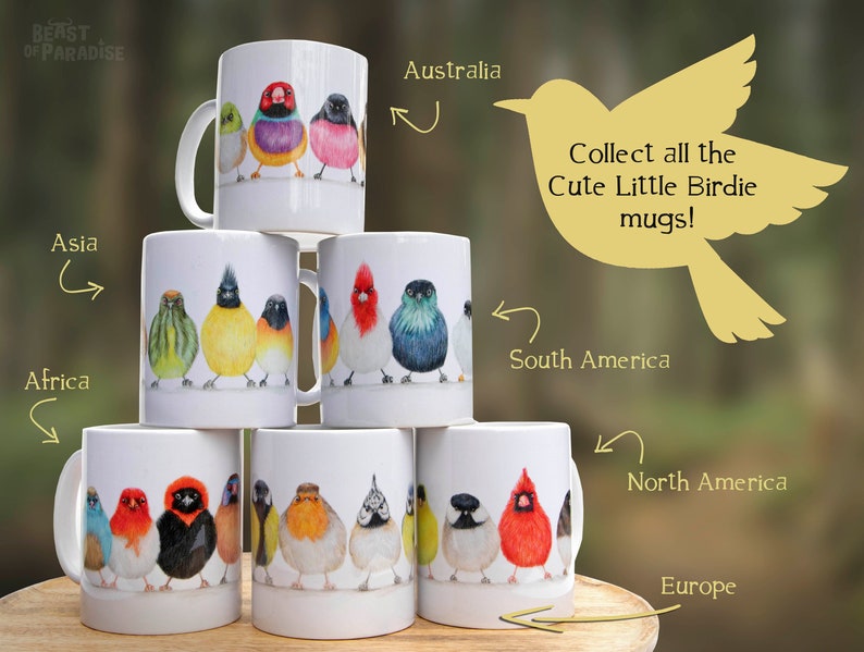 Bird Mug, Animal Mugs, Cute Little Birdies, Cute Ceramic Mug, Gift for Bird Lovers, Gift For Bird Watcher, Funny Mugs, UK Garden Birds image 7