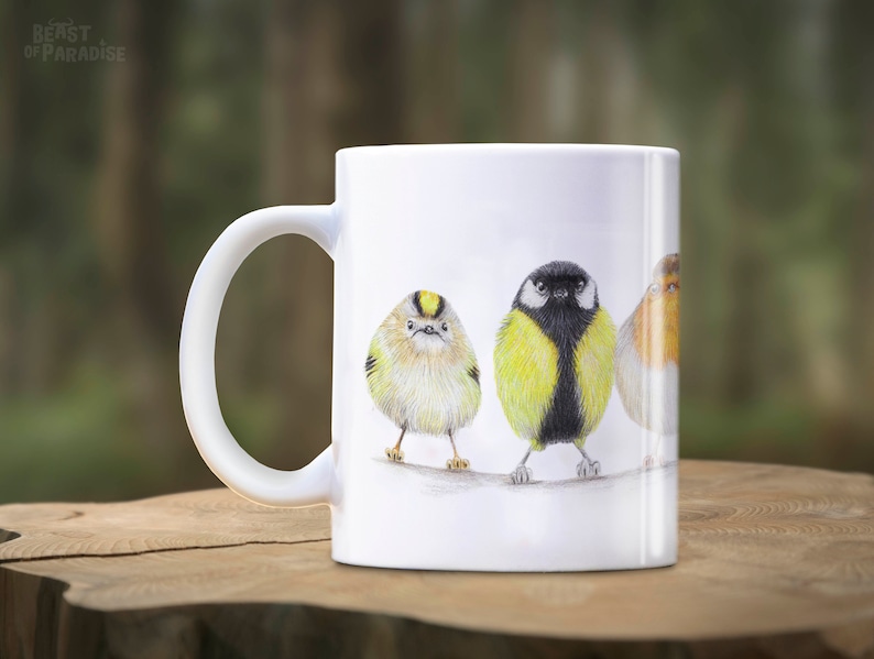 Bird Mug, Animal Mugs, Cute Little Birdies, Cute Ceramic Mug, Gift for Bird Lovers, Gift For Bird Watcher, Funny Mugs, UK Garden Birds image 2