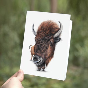 Bizon Kaart, Verjaardagskaart, Blanco Wenskaart, Dieren Kaarten, Grappige Kaarten, Feest Kaart, Zomaar Kaart, Wisent Kaart, Cadeau Vriend