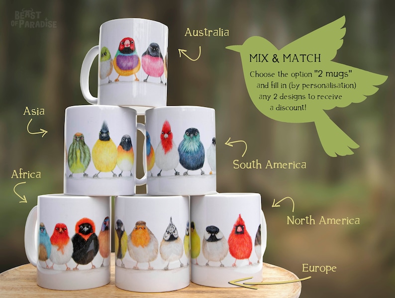 Bird Mug, Animal Mugs, Cute Little Birdies, Cute Ceramic Mug, Gift for Bird Lovers, Gift For Bird Watcher, Funny Mugs, UK Garden Birds 2 Mugs