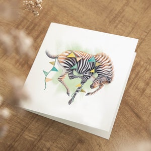 Zebra Kaart, Verjaardagskaart, Blanco Wenskaart, Dieren Kaarten, Grappige Kaarten, Feest Kaart, Zomaar Kaart, Geboortekaart, Dubbele Kaart