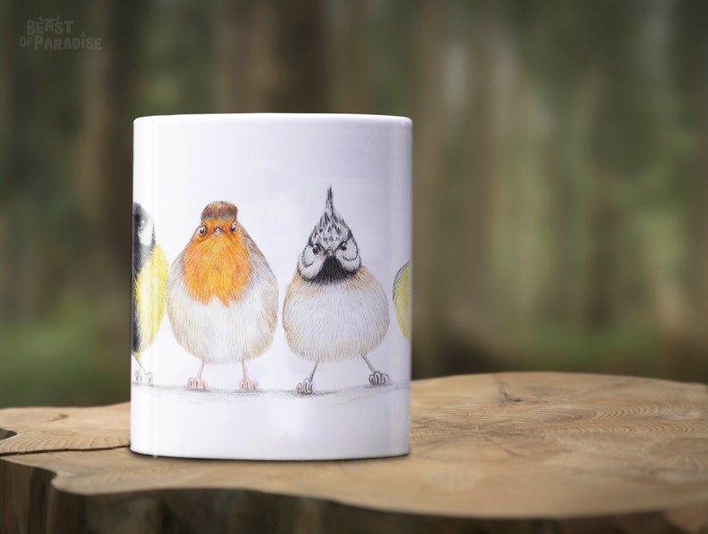 Bird Mug, Animal Mugs, Cute Little Birdies, Cute Ceramic Mug, Gift for Bird Lovers, Gift For Bird Watcher, Funny Mugs, UK Garden Birds image 3