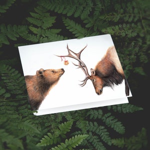 Happy Bear Day, My Deer, Verjaardagskaart, Blanco Wenskaart, Hert en Beer Kaart, Dieren Kaarten, Grappige Kaarten, Feest Kaart, Kerstkaart