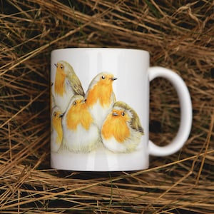 Bird Mug, Robin Mug, Animal Mugs, Cute Ceramic Mug, Gift for Bird Lovers, Gift For Bird Watcher, Funny Mugs, UK Garden Birds