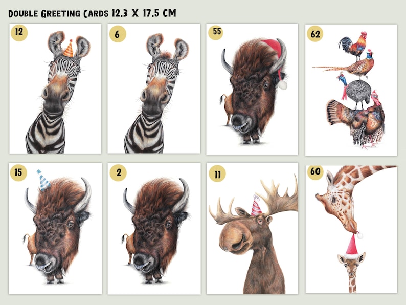 Cartes de vœux, cartes de Noël, cartes d'animaux, cartes humoristiques, cartes d'oiseaux, cartes d'anniversaire d'animaux, soldes, cartes postales image 3