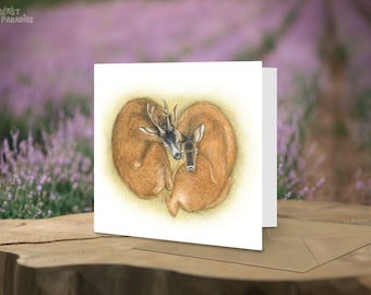Roe Deer Greeting Card,  Eco-Friendly Cards, Cute Birthday Cards, Woodland Wildlife Card, Recycled Cards, Valentines Card, Animal Cards, Art