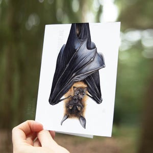 Vliegende Vos Kaart, Sterkte Kaart, Hang in There, Verjaardagskaart, Wenskaart Vleermuis, Dieren Kaarten, Zomaar Kaart, Baby Kaarten