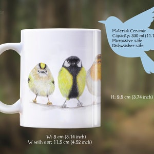 Bird Mug, Animal Mugs, Cute Little Birdies, Cute Ceramic Mug, Gift for Bird Lovers, Gift For Bird Watcher, Funny Mugs, UK Garden Birds image 6