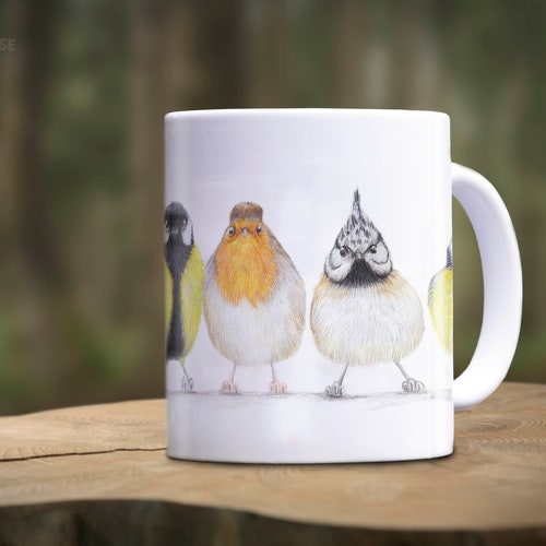 Bird Mug, Animal Mugs, Cute Little Birdies, Cute Ceramic Mug, Gift for Bird Lovers, Gift For Bird Watcher, Funny Mugs, UK Garden Birds