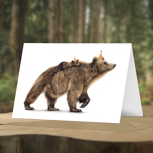 Momma Bear Card, Birthday Card, Greeting Card, Whimsical Cards, Blank Cards, Gift for Her, Bear with Party Hat, Funny Animal Card, Baby Card