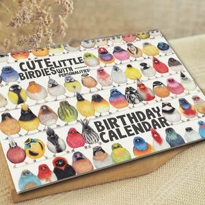Birthday Calendar, Perpetual Calendar, Bird Calendar, Cute Little Birdies Calendar, Funny Calendar, Cute Gift, Animal Gifts, Animal Calendar