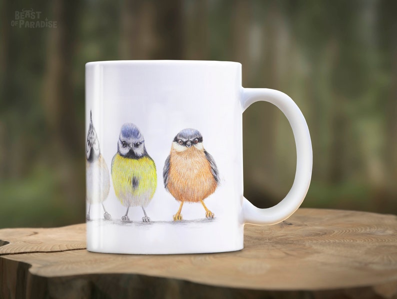 Bird Mug, Animal Mugs, Cute Little Birdies, Cute Ceramic Mug, Gift for Bird Lovers, Gift For Bird Watcher, Funny Mugs, UK Garden Birds image 4