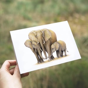 Olifant Wenskaart, Verjaardagskaart, Dieren Kaarten, Zomaar Kaart, Familie Kaart, Moederdag Kaart, Afrikaanse Dieren Kaart, Olifant Cadeau