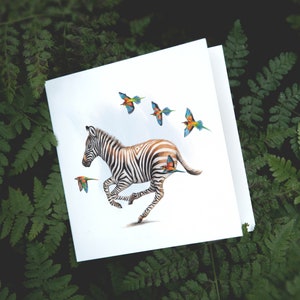 Carte zèbre, carte d’anniversaire, carte de vœux vierge, cartes d’animaux, cartes drôles, carte juste parce que, carte de naissance, cadeau pour ami, art