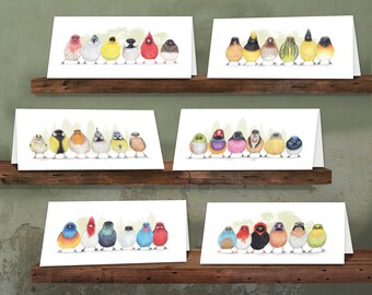 6 Funny Cards, Cute Little Birdie Cards, Set of 6, Animal Greeting Cards, Bird Birthday Cards, Bird Gifts, Card For Her, Card For Birdlover