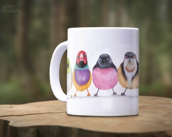 Bird Mug, Animal Mugs, Cute Little Birdies, Cute Ceramic Mug, Gift for Bird Lovers, Gift For Bird Watcher, Funny Mugs, Colorful Drinkware
