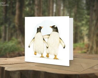 Pinguïn, Verjaardagskaart, Blanco Wenskaart, Dieren Kaarten, Grappige Kaarten, Zomaar Kaart, Valentijnskaart, Ezelspinguïn, Cute Kaart