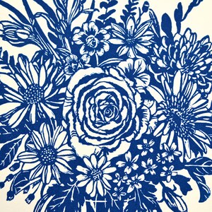 Market Bunch A4 Linocut Linoprint Home Decor Wall Art Floral Print Flowers Original Handmade Artwork image 9