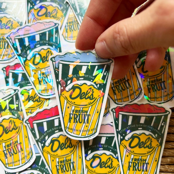 Pack of 4 Del's Lemonade Inspired Stickers - Newport Stickers - Rhode Island Stickers - Holographic Stickers - Newport, RI