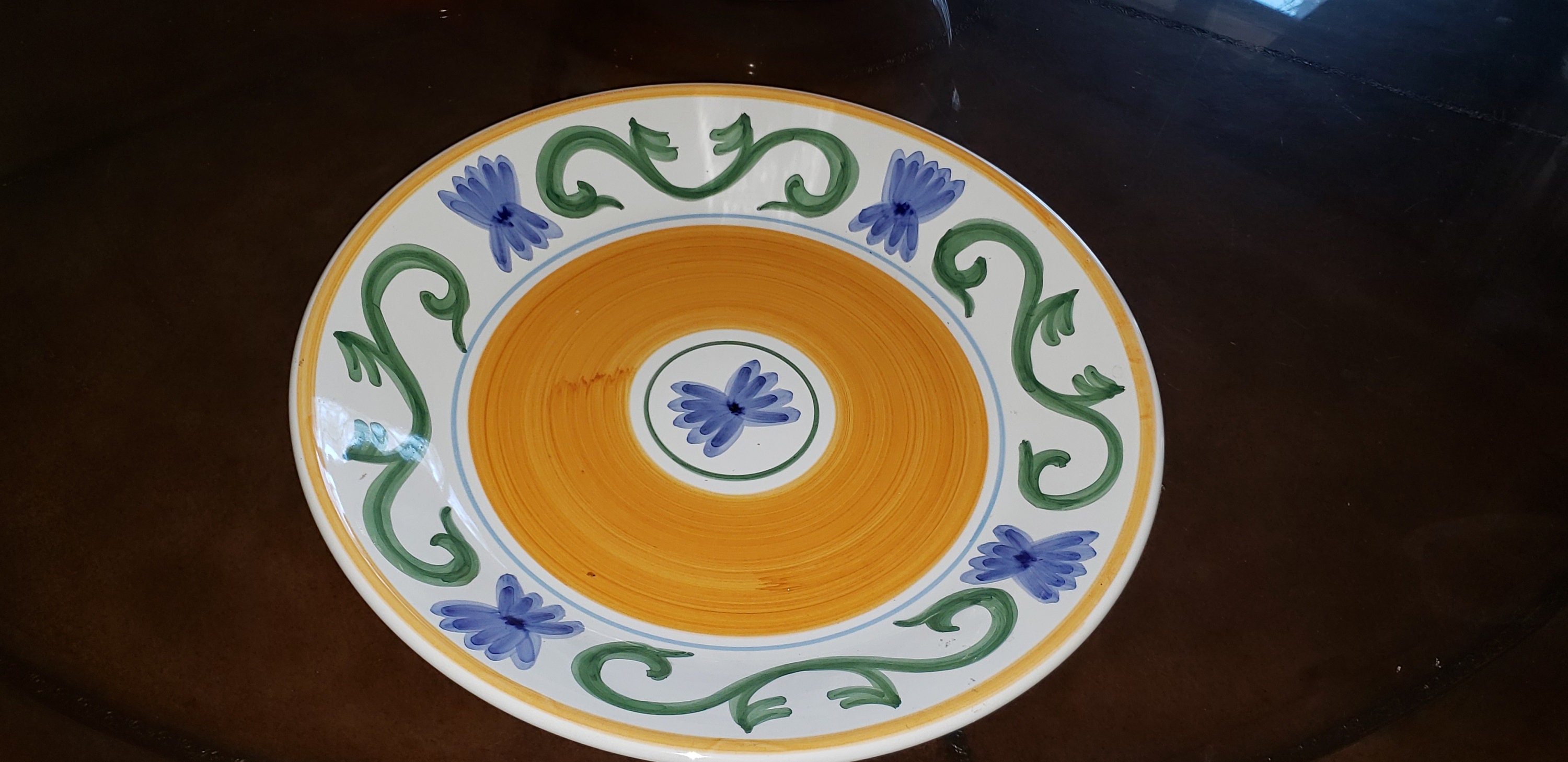 Williams Sonoma Handpainted Large Plate with Matching Bowl. Etsy