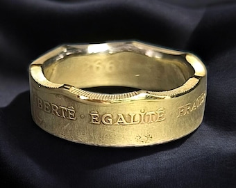 Handmade HAITI - 5 GOURDES coin ring - 1998 - Personalized engraving possible!
