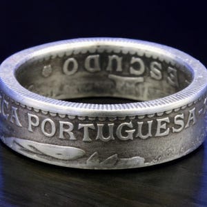 Anello con moneta PORTOGALLO fatto a mano in colore argento - possibilità di incisione personalizzata!