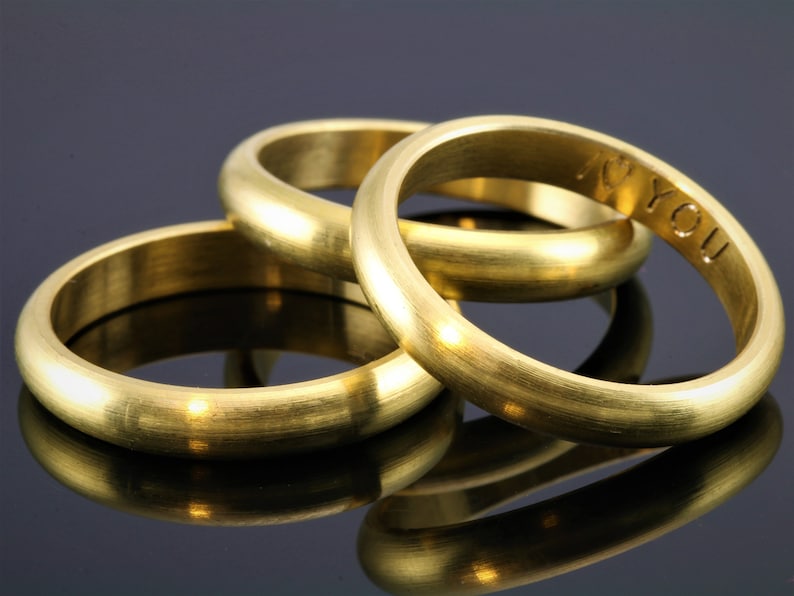 Personalized golden brass rings raw brass with engraving: Unique symbols of love Be sure to read the description carefully image 7