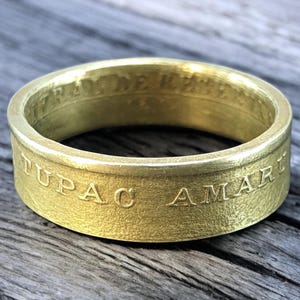 Peru coin ring - Tupac Amaru - Soles de Oro - 1977 - 1978 - 1979 - 1982 - Gold ring - Silver ring - Copper ring - Inca ring - Engraving possible