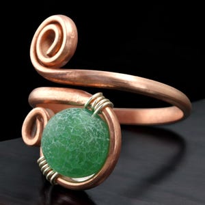 Agate Ring - Jump Ring Open - Copper Adjustable - Playful