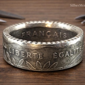 France Coin Ring - Liberté, Egalité, Fraternité - République Française - Various minting years. Engraving possible.