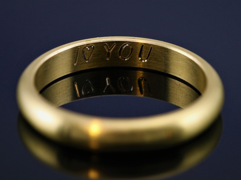 Personalized golden brass rings raw brass with engraving: Unique symbols of love Be sure to read the description carefully image 8