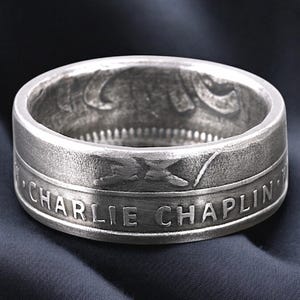 Handmade coin ring of famous people - Pablo Neruda - Charlie Chaplin - Personalized engraving possible!