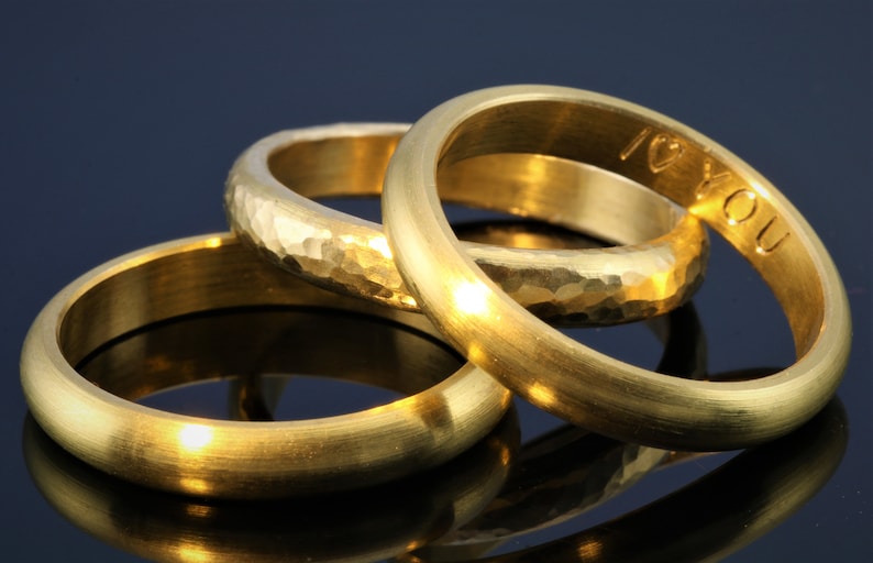 Personalized golden brass rings raw brass with engraving: Unique symbols of love Be sure to read the description carefully image 1