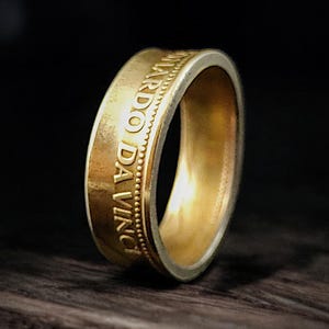 Bague pièce LEONARDO DA VINCI faite à la main - gravure personnalisée possible !