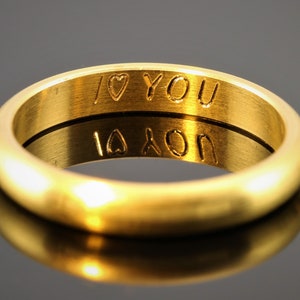 Personalized golden brass rings raw brass with engraving: Unique symbols of love Be sure to read the description carefully image 4