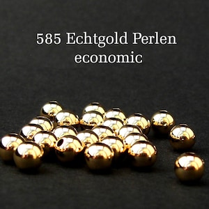 1 real gold beads 585 yellow gold LIGHT gold beads balls pierced solid gold various sizes