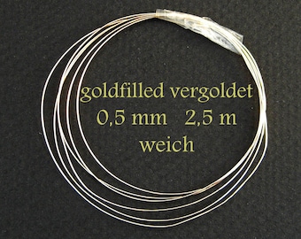 Goldfilled Draht 0,5 mm weich 2,50 m, Schmuckdraht, vergoldet